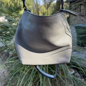 Fossil Pebble Leather Shoulder Bag in dusty blue